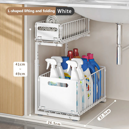 SlideEase™ – 2-Tier Pull-Out Under Sink Kitchen Storage Rack