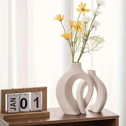 BohoNest Vases – Set of 2 Modern Hollow Ceramics for Home Styling