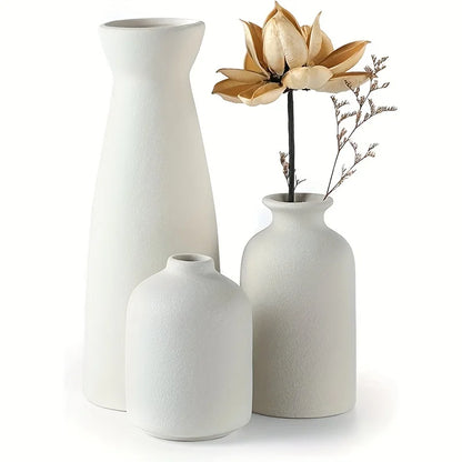 ClayNest Trio – Ceramic Vase Set for Rustic & Farmhouse Home Decor