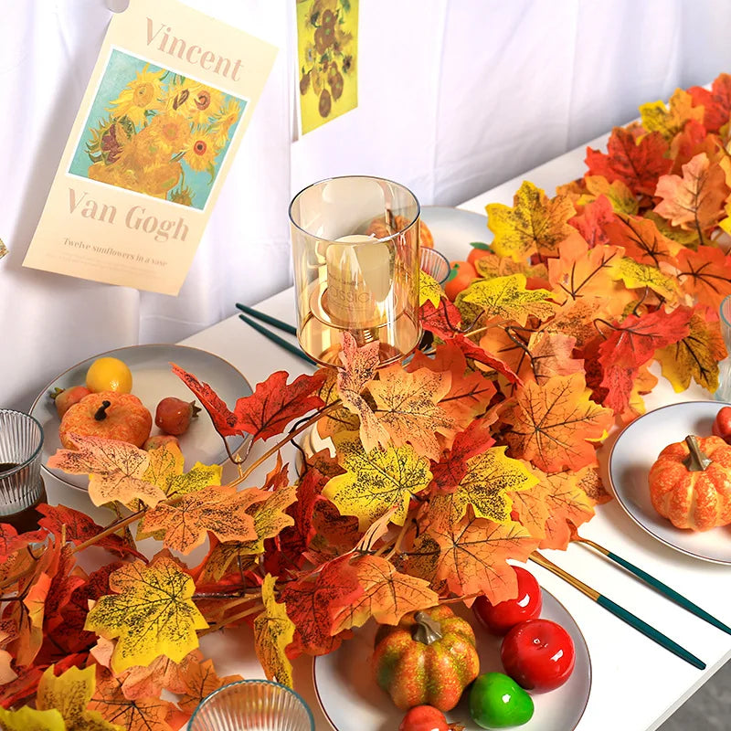 Maple Charm™ – 180cm Artificial Autumn Leaf Hanging Garland for Seasonal Home Décor