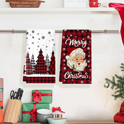 MerryStitch – Christmas Plaid Hand & Dish Towels (2pcs Set)