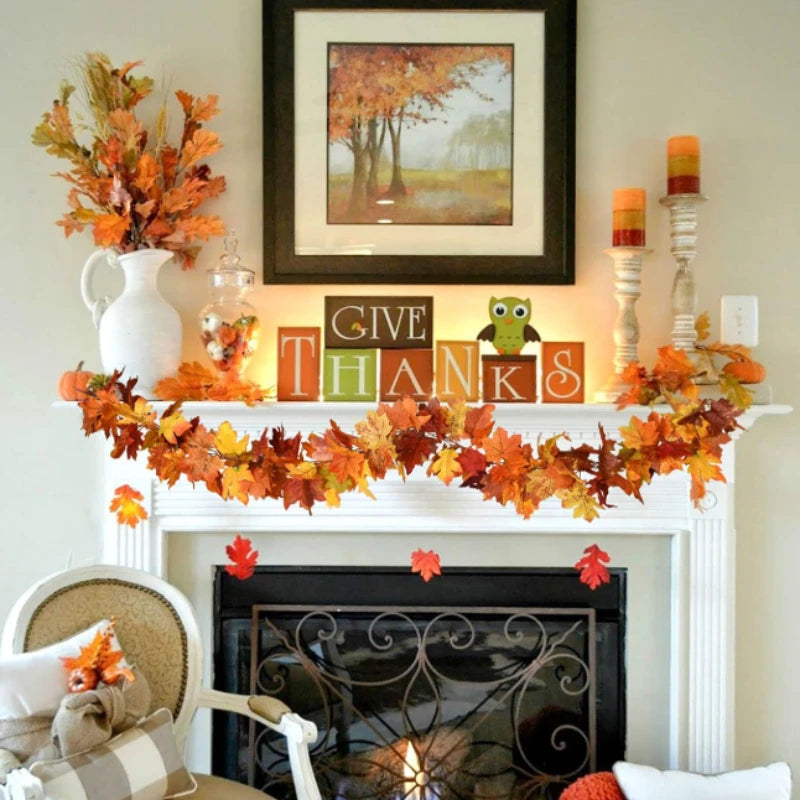 Maple Charm™ – 180cm Artificial Autumn Leaf Hanging Garland for Seasonal Home Décor