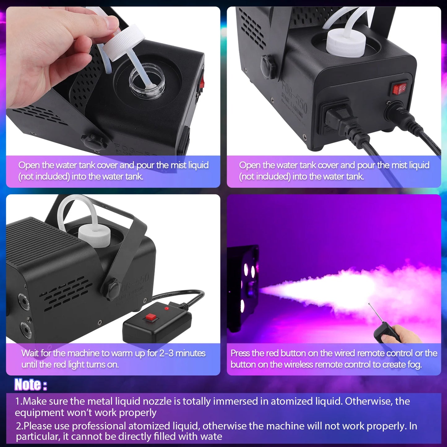 VortexMist™ 500W LED Fog Machine – RGB Smoke Effect for Parties & Stage