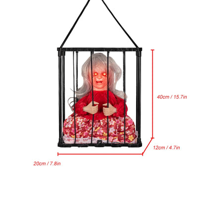 HauntCell™ – Horror Skeleton Cage Decoration for Halloween Parties