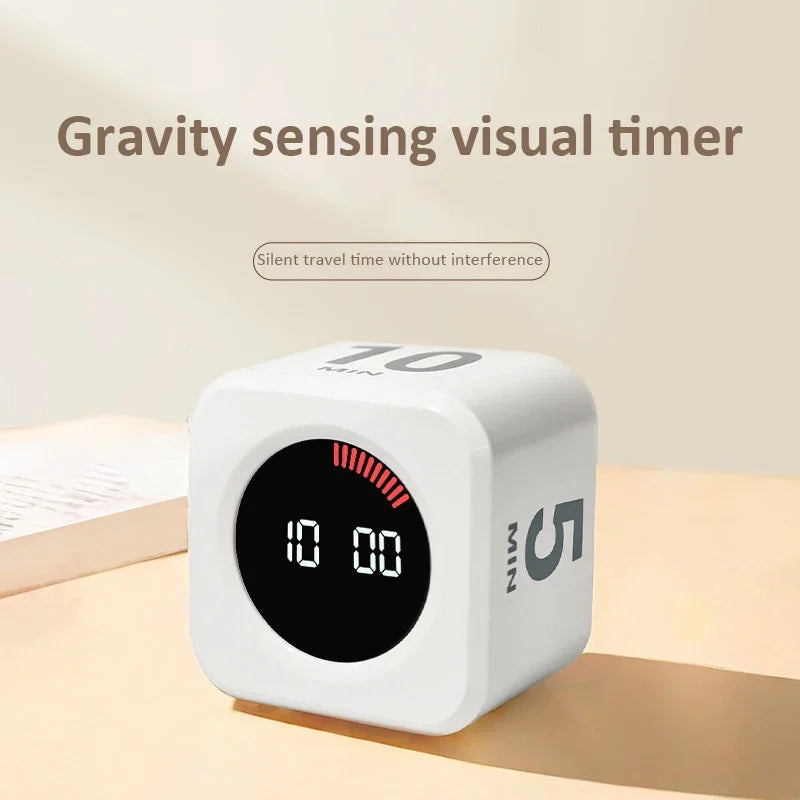 TimeCube Pro™ – Silent Digital Timer with Gravity Sensor & Type-C Charging