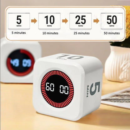 TimeCube Pro™ – Silent Digital Timer with Gravity Sensor & Type-C Charging