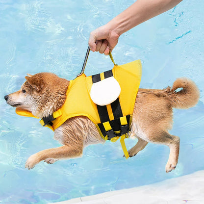 FloatyPaws™ – Cute Bee Dog Life Jacket & Swimming Costume