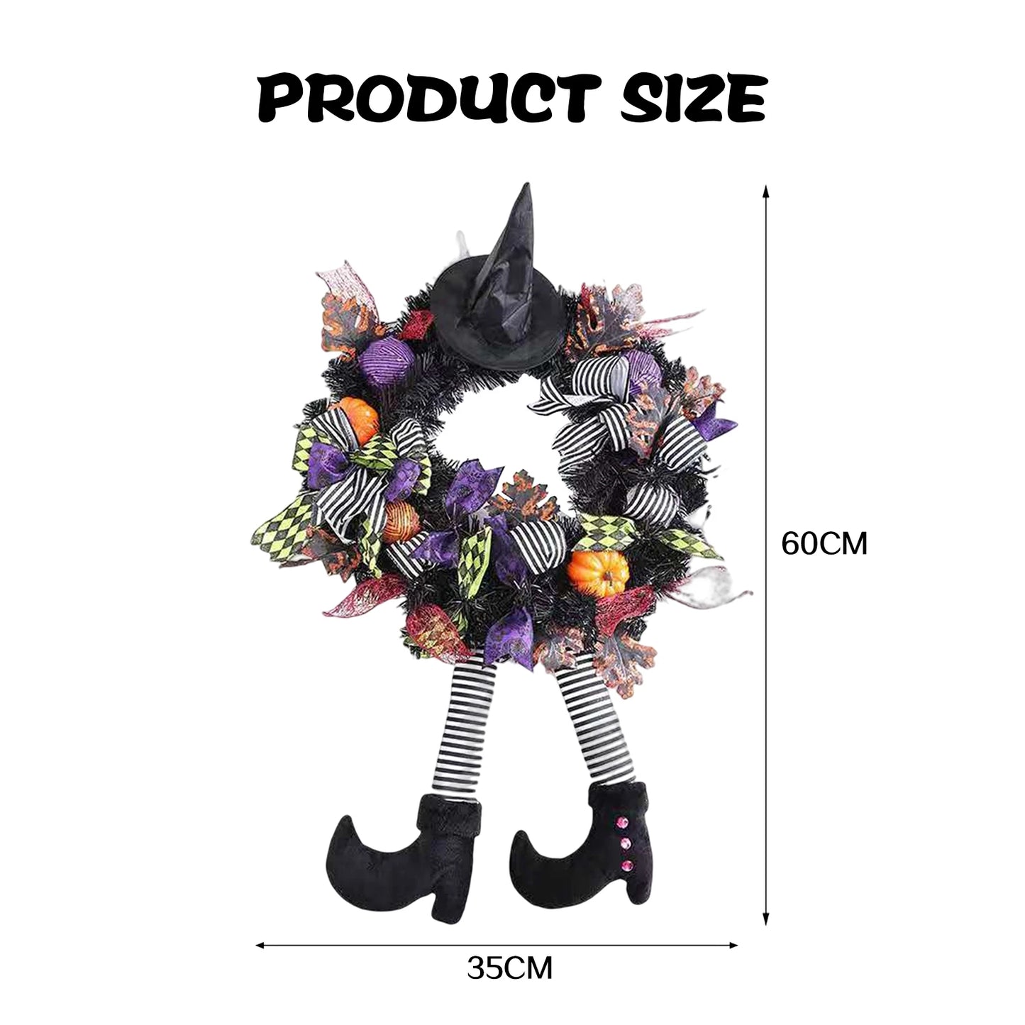 WickedWelcome™ – Long-Legged Witch Halloween Door Wreath