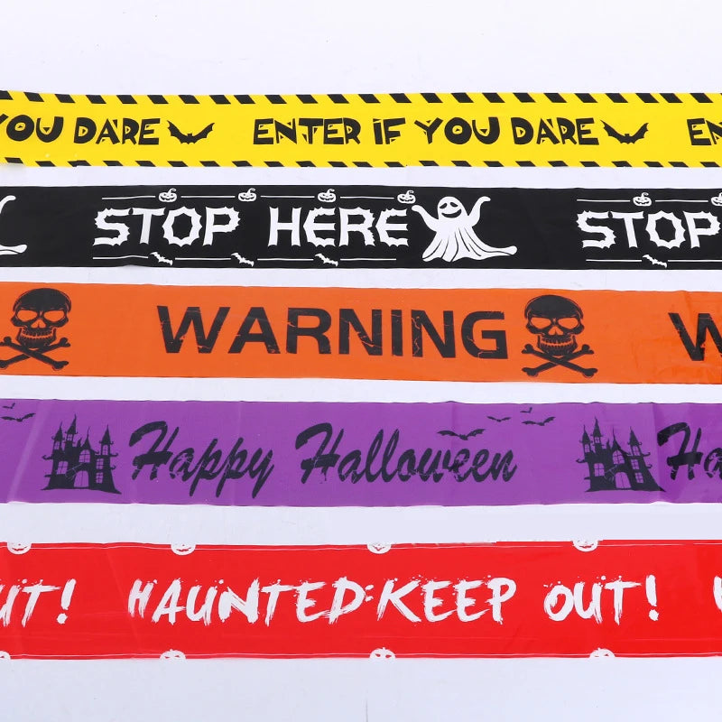 FrightZone™ – Halloween Window Skull Prop & Warning Tape Set