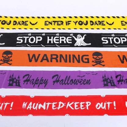 FrightZone™ – Halloween Window Skull Prop & Warning Tape Set