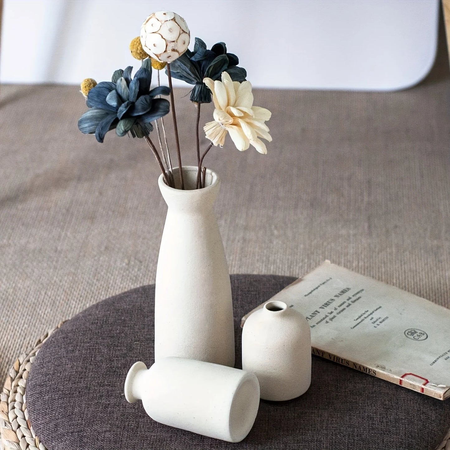 ClayNest Trio – Ceramic Vase Set for Rustic & Farmhouse Home Decor