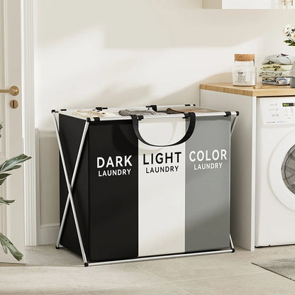 NeatNest foldable laundry basket with 3 compartments made of Oxford fabric.