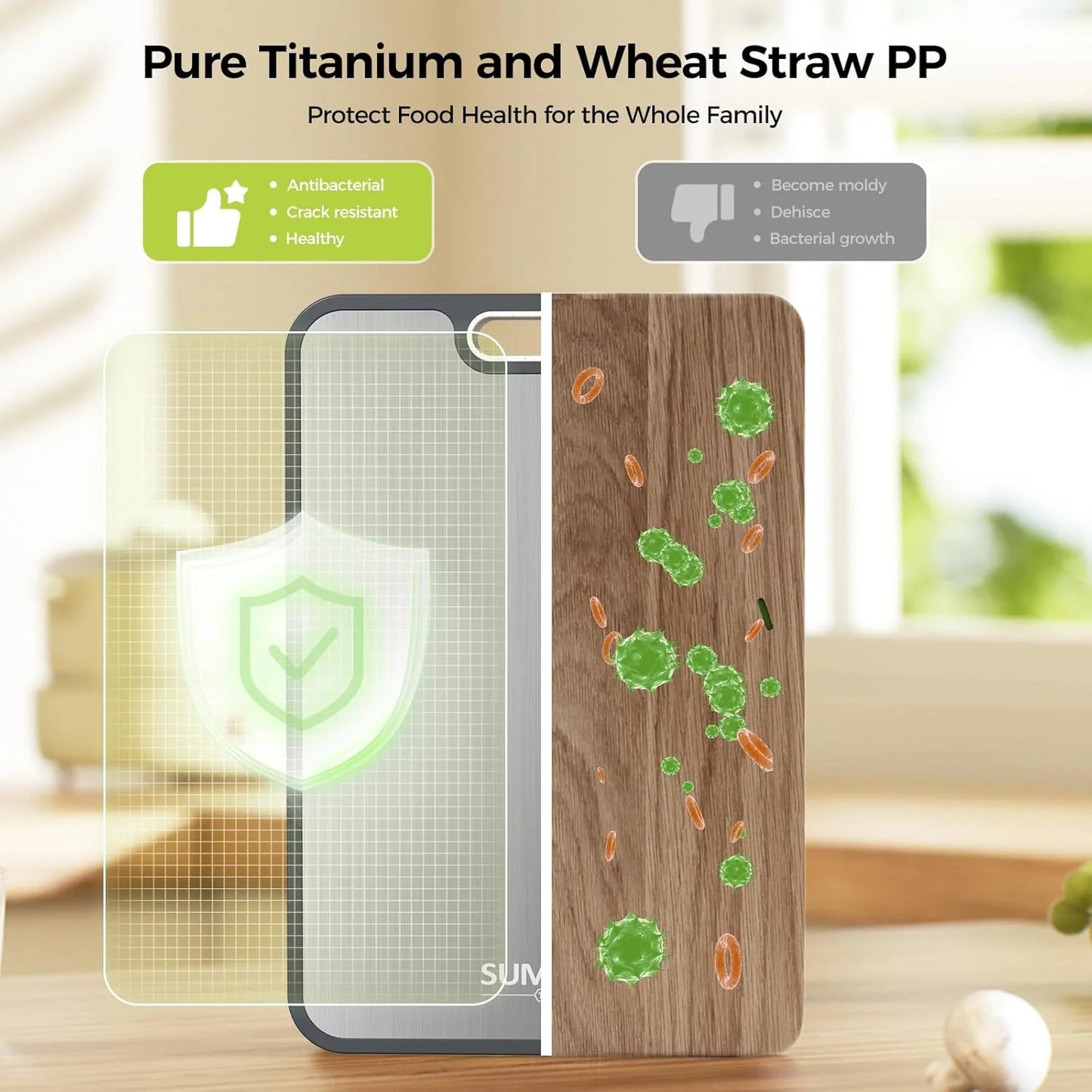 PureSlice™ – Food-Grade Titanium Chopping Board, Double-Sided Design