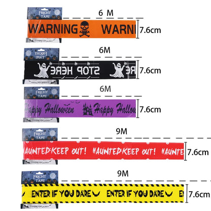 FrightZone™ – Halloween Window Skull Prop & Warning Tape Set