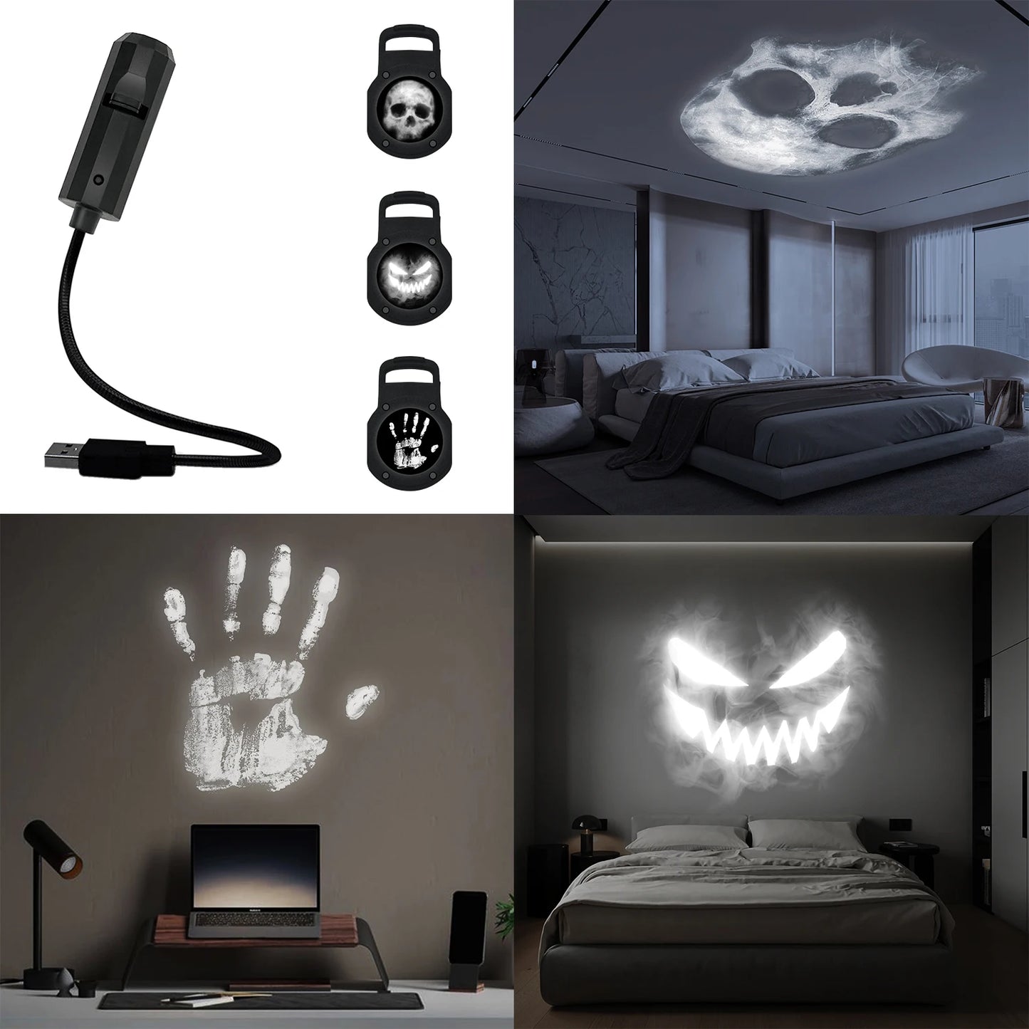 SkullGlow™ – 3-in-1 LED Projection Lamp for Spooky Halloween Decor