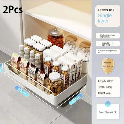 CabinetEase™ – Sliding Storage Tray & Kitchen Shelf Organiser