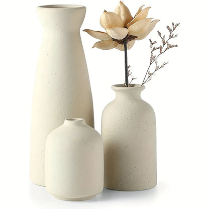 ClayNest Trio – Ceramic Vase Set for Rustic & Farmhouse Home Decor