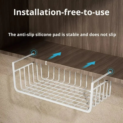 HangEase – Large Iron Under-Shelf Storage Basket for Kitchen & Wardrobe