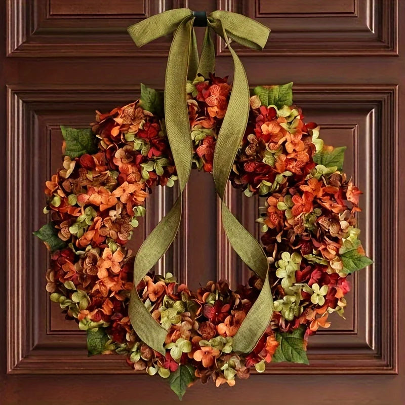 Harvest Bloom™ – Classic Autumn Wreath with Hydrangea Flowers