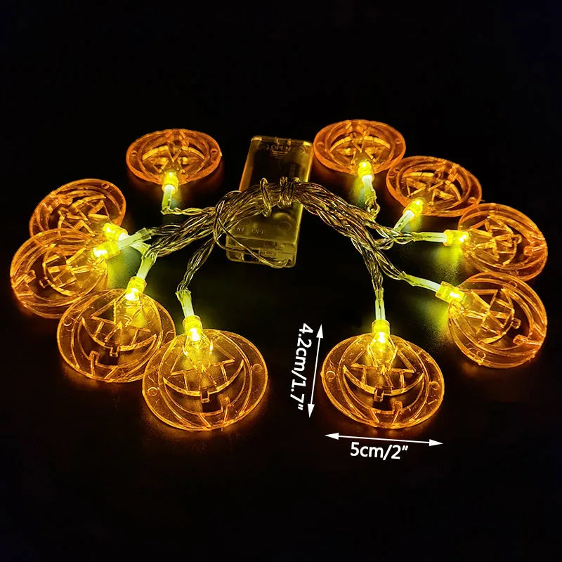 FrightFest™ – 1.5M Halloween LED Horror String Lights with Skulls & Spiders