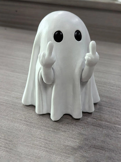 Funny BooFlipper™ ghost figurine flipping the middle finger – quirky Halloween and party decor