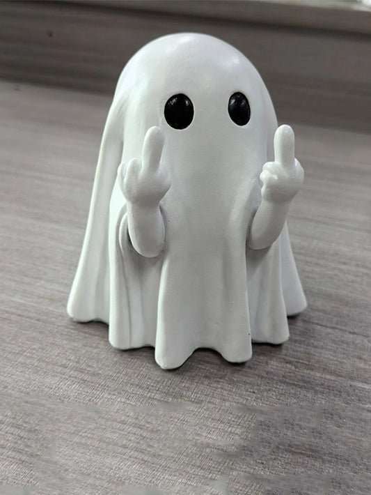 Funny BooFlipper™ ghost figurine flipping the middle finger – quirky Halloween and party decor