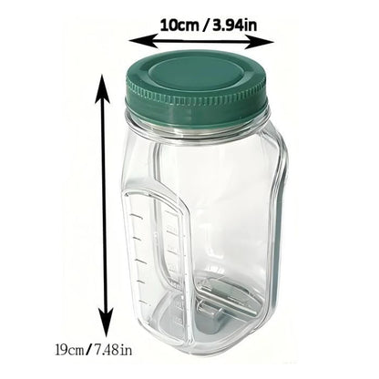 Portable layered salad jar for meal prep.