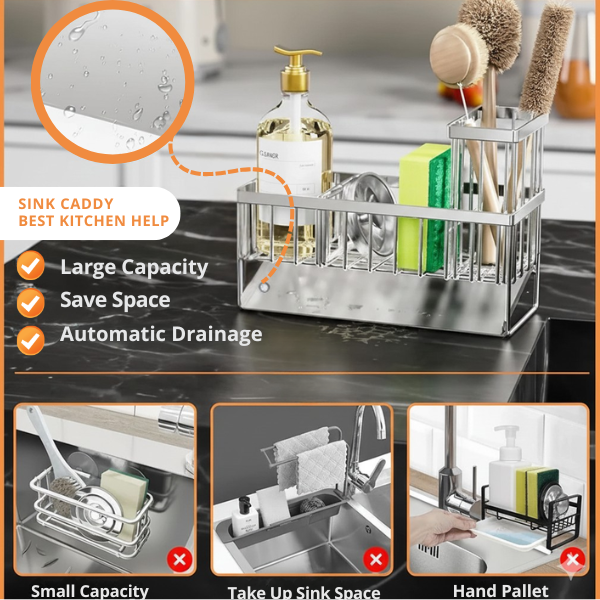 Sink Caddy - Premium Stainless Steel Kitchen Organiser