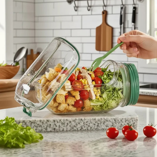 Portable Salad Jar Pro – Leak-Proof All-In-One Meal Prep Container